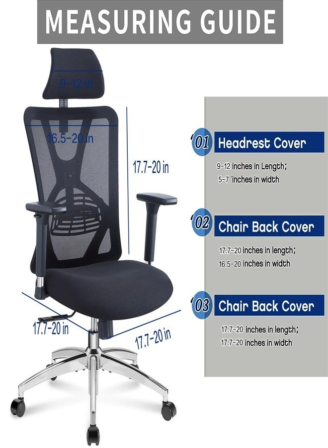 SONNACH 3 Piece Office Desk Chair Covers Stretch Washable Computer Chair Slipcovers for Ergonomic Office Chair (Black) - Image 3